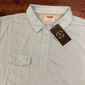 NEW Linksoul Aqua Blue Coast Pocket Golf Polo Shirt Cotton Men Size 2XL (a2)
